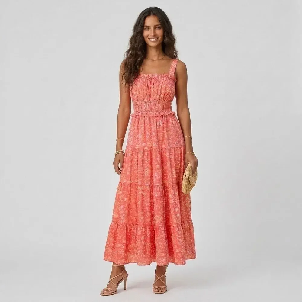 J.Crew Ruffle-Trim Tiered Maxi Dress in Sunny Blooms Size Large NWT - Picture 2 of 9